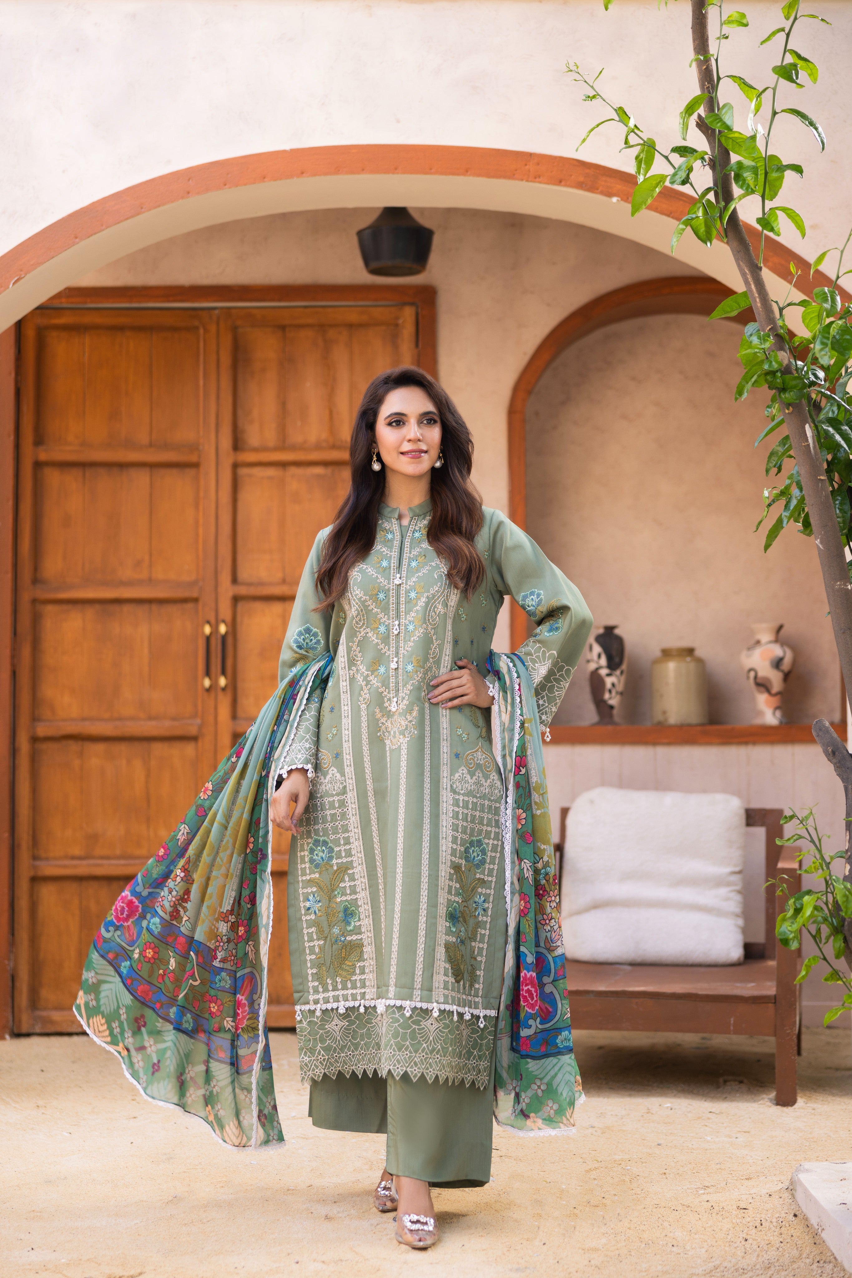 Viscous Embroidered Suit PR-465B