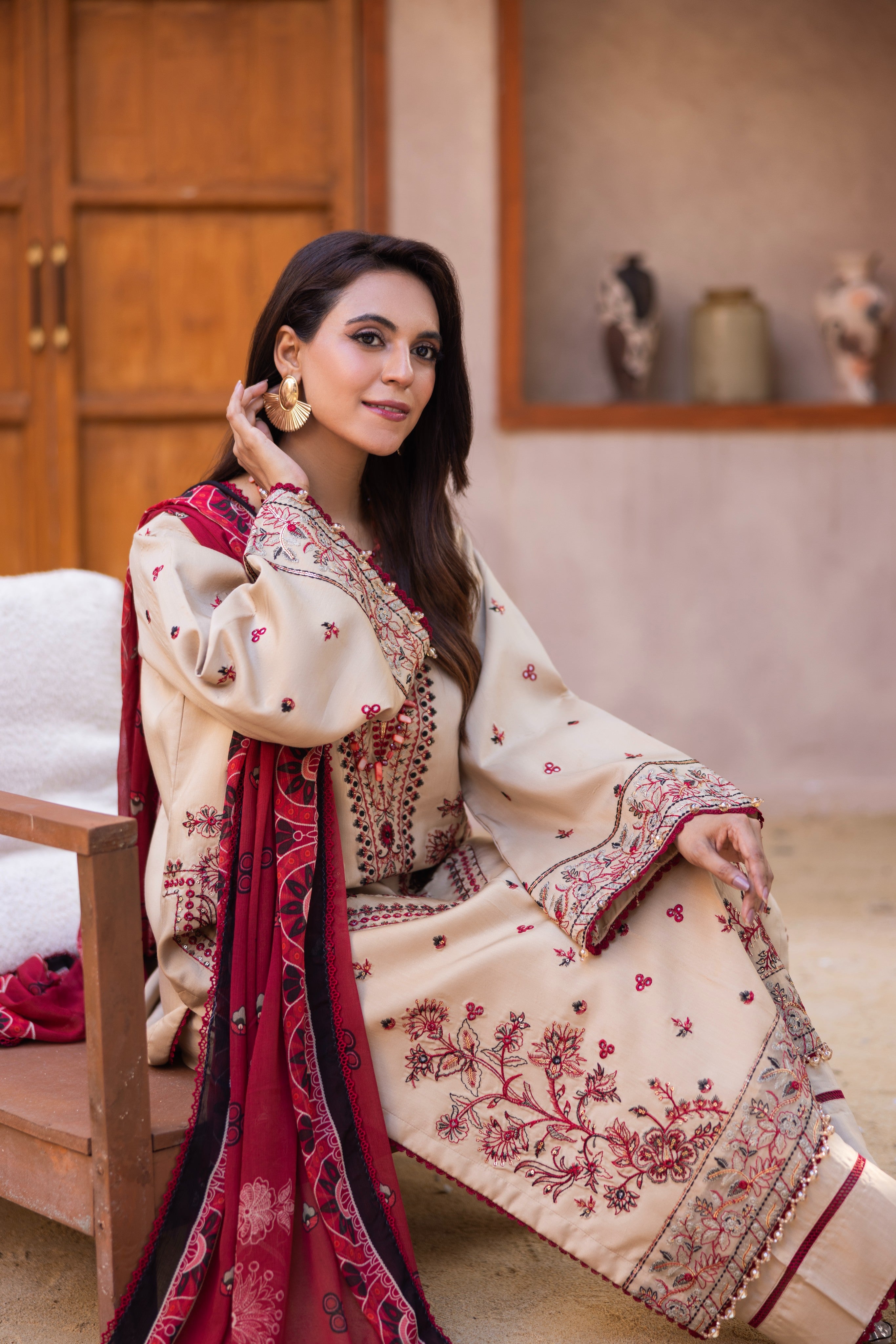 Viscous Embroidered Suit PR-466A