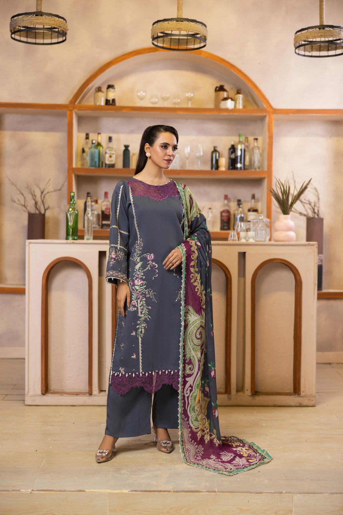 Viscous Embroidered Suit PR-462B