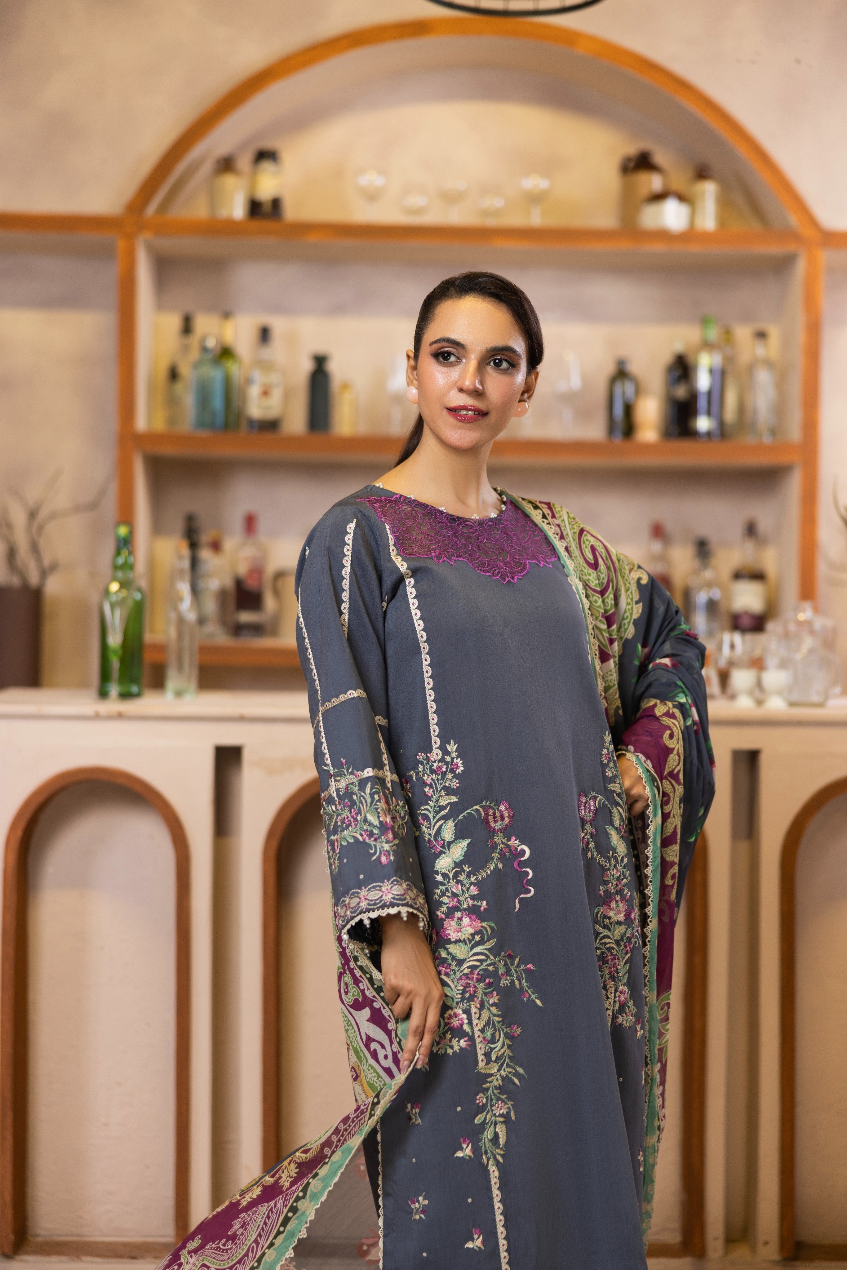 Viscous Embroidered Suit PR-462B