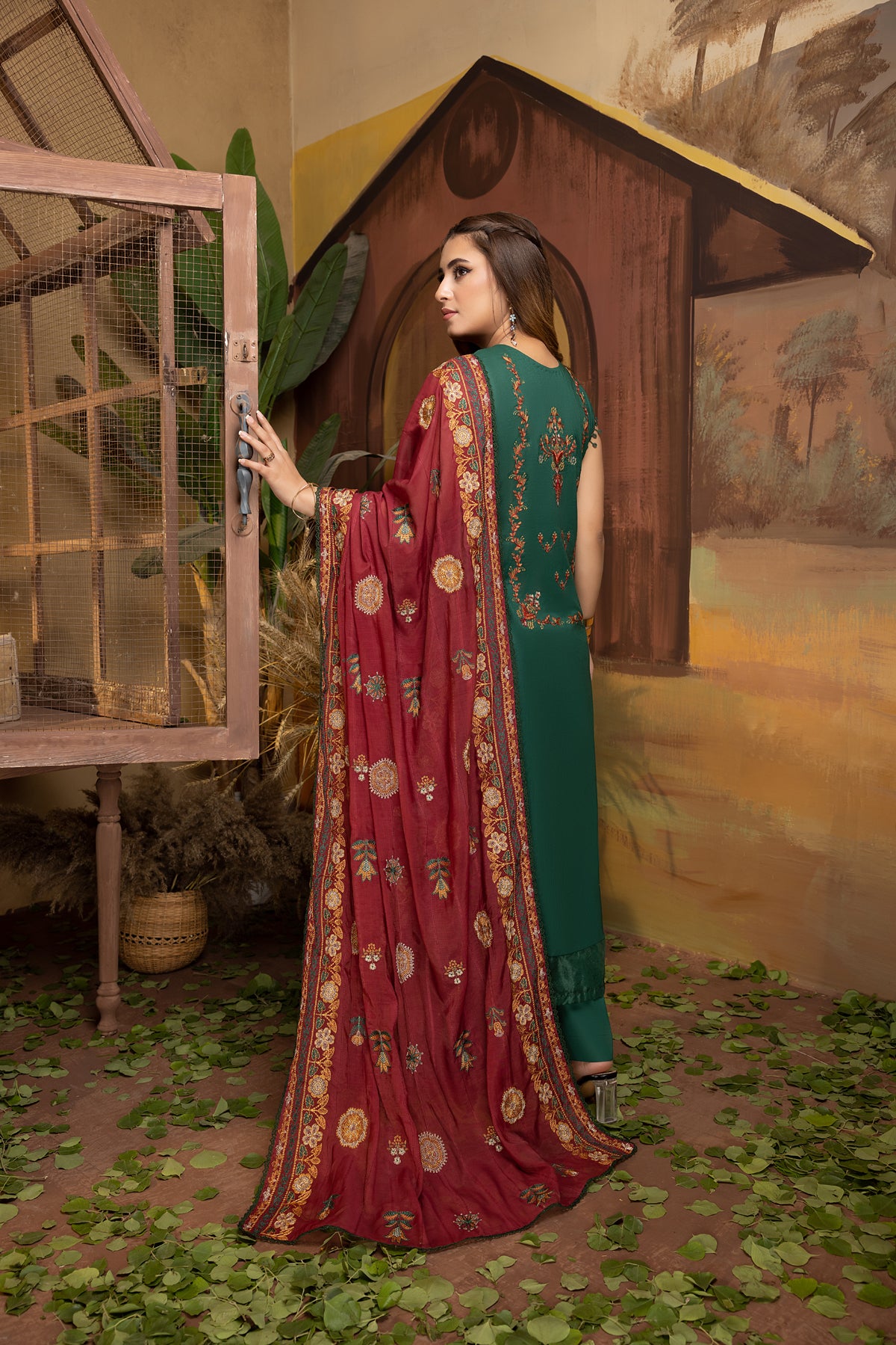 Dyed Lawn Emb Dress 3PC PR-362B