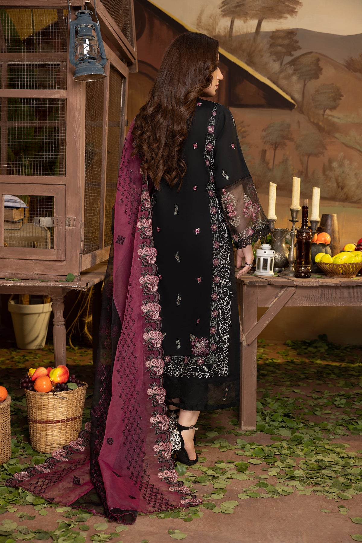 Dyed Lawn Emb Dress 3PC PR-365B